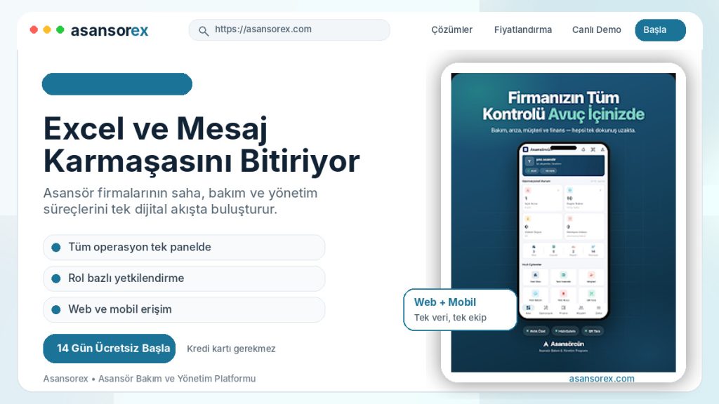 Asansorex.com Excel Ve Mesaj Karmaşasını Bitiriyor